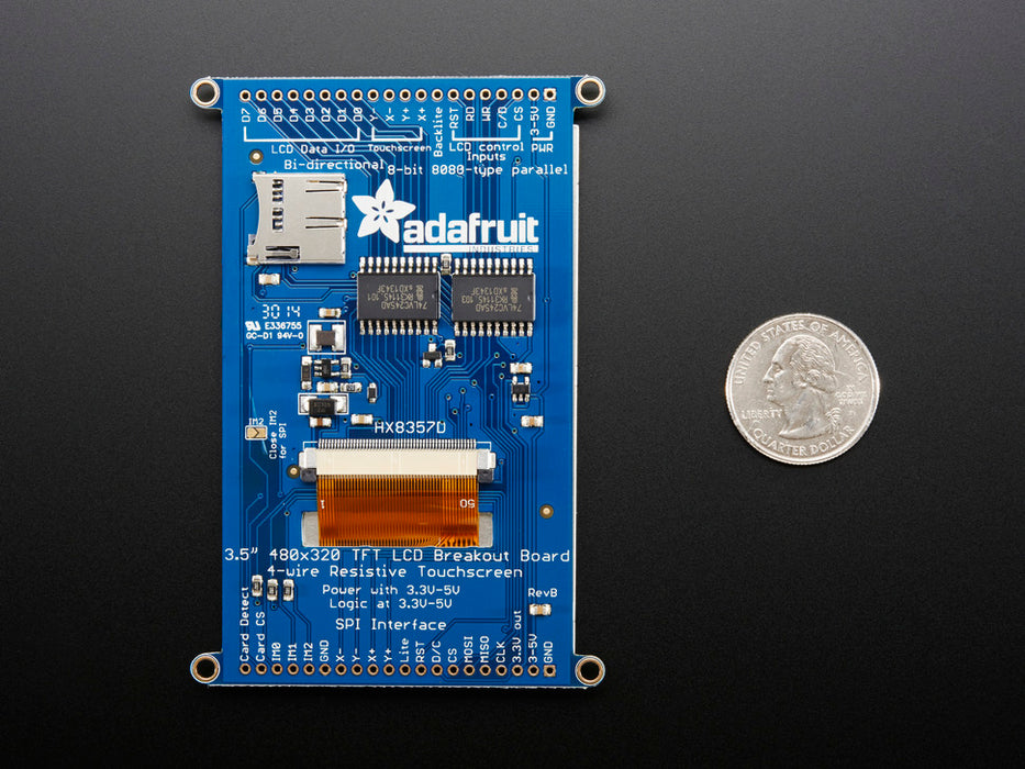 Adafruit 3.5" TFT 320x480 + Touchscreen Board (Bottom View)