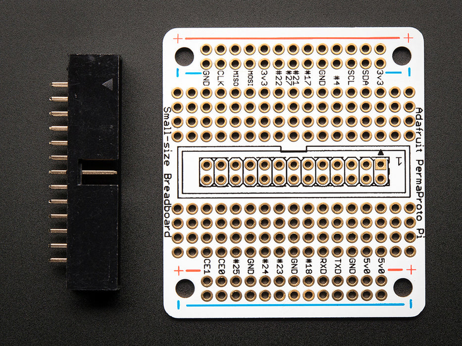 Adafruit Small-Size Perma-Proto Breadboard PCB Kit (Front View)
