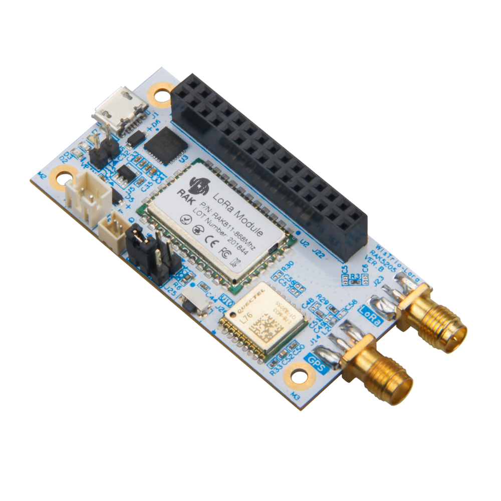 WisTrio LoRa® Tracker RAK5205 is built on SX1276 LoRaWAN® modem with low power micro-controller STM32L1 with GPS module