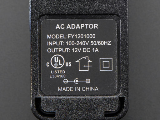 12 VDC 1000mA Switching Power Adapter Spec