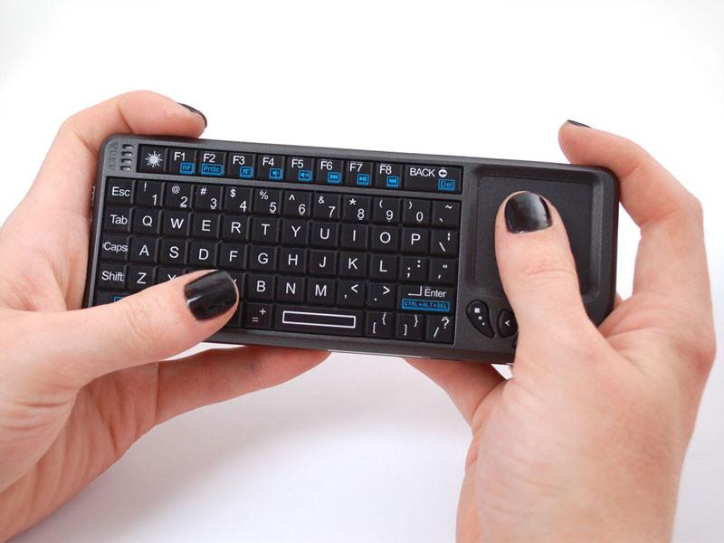 Miniature Wireless Keyboard with Touchpad for Raspberry Pi In Hand
