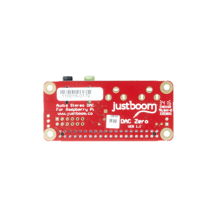 JustBoom DAC Zero for Raspberry Pi Zero - 384kHz / 32 bit