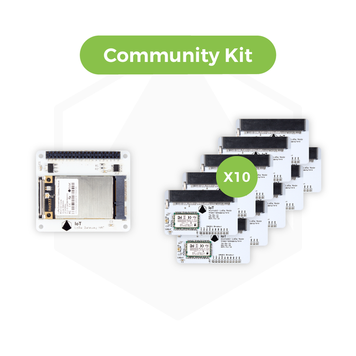 IoT LoRa Community Kit - 10 x micro:bit LoRa Nodes & 1 x Raspberry Pi Gateway HAT