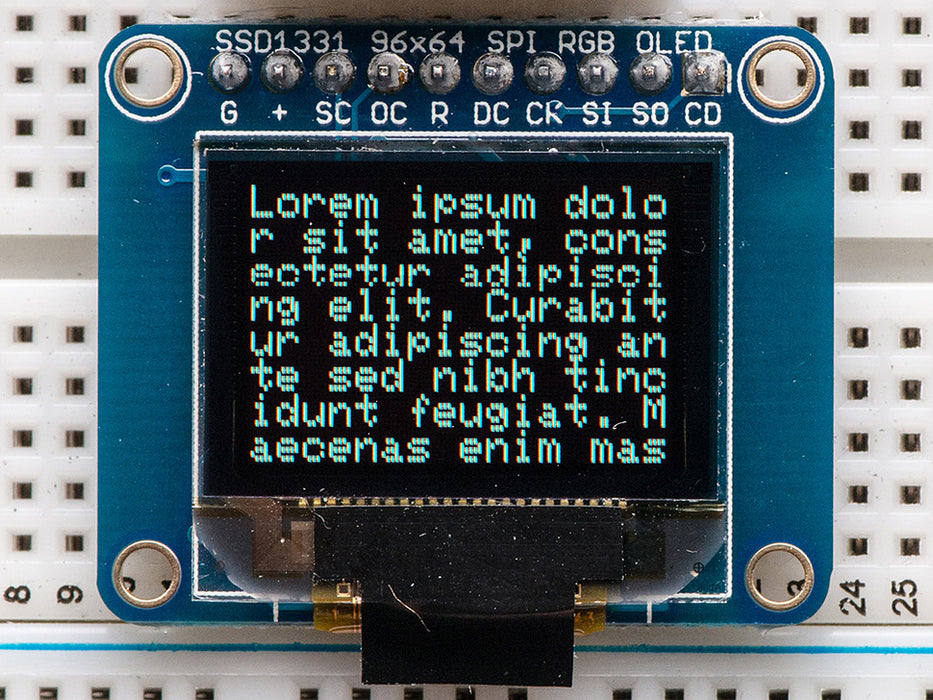 Adafruit OLED 0.96" 16-Bit Colour Board Text