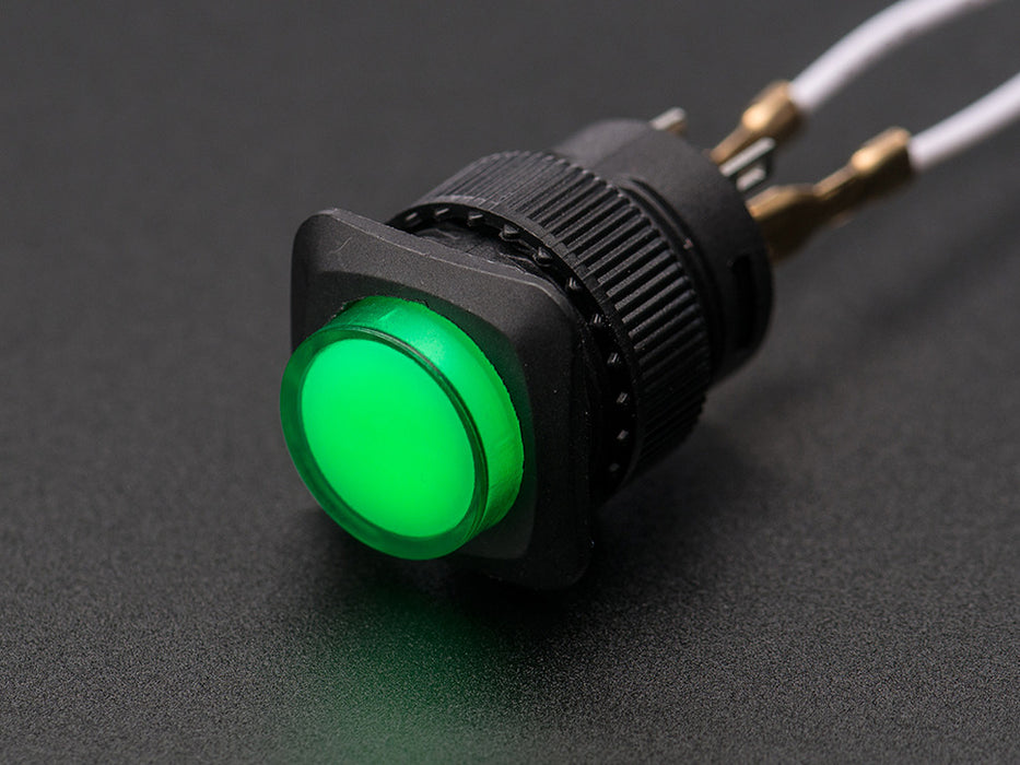 16mm Illuminated Pushbutton - Green Momentary