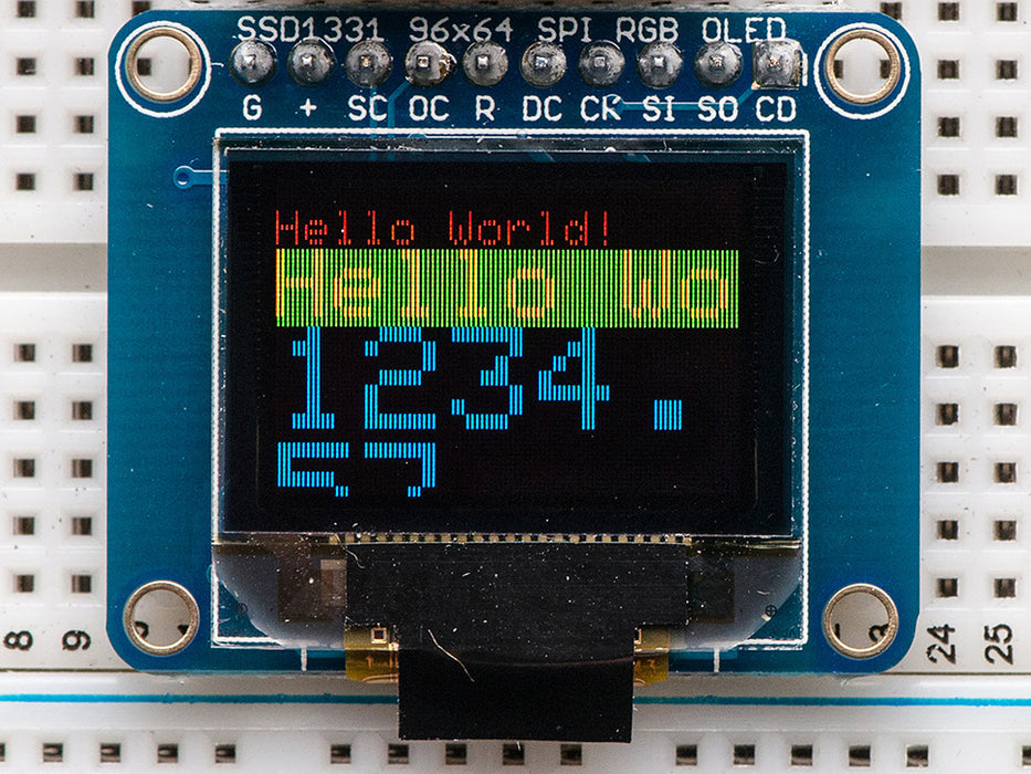 Adafruit OLED 0.96" 16-Bit Colour Board Hello World