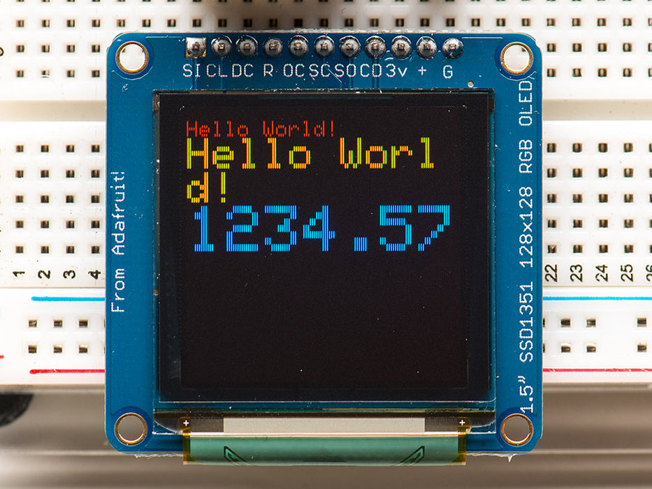 Adafruit OLED 16-Bit Colour Board Hello World