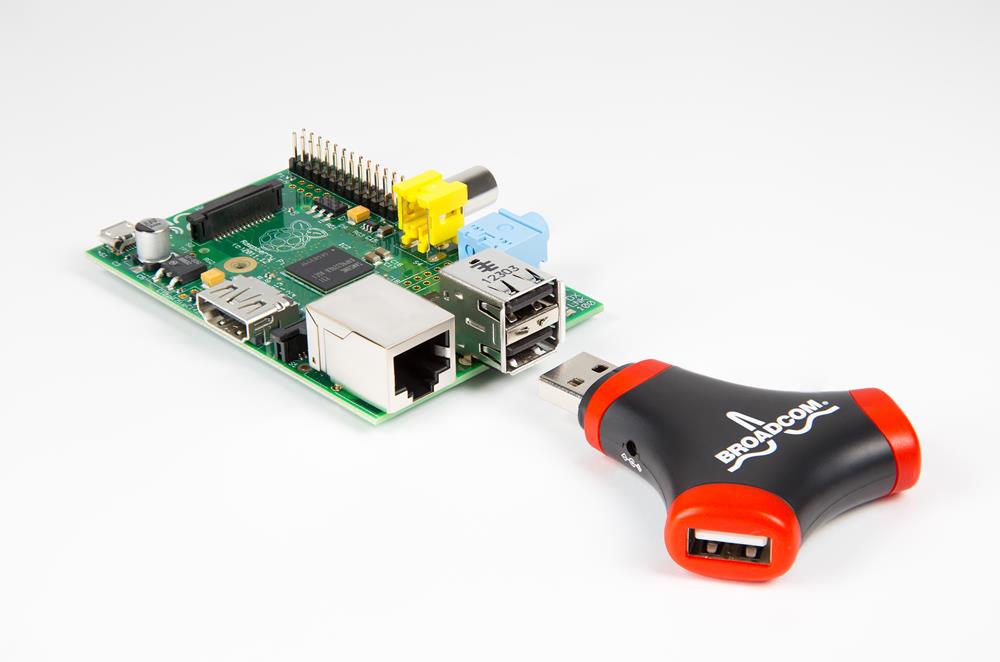 Broadcom WiFi Adapter and USB Hub with Raspberry Pi