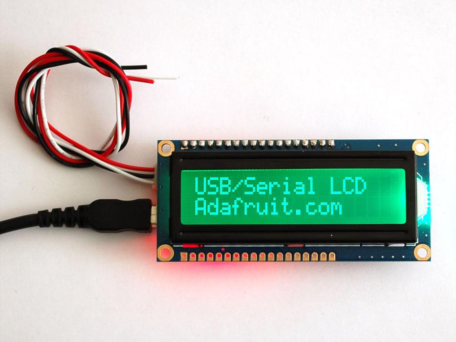 Adafruit USB + RGB Backlight -ve LCD Green