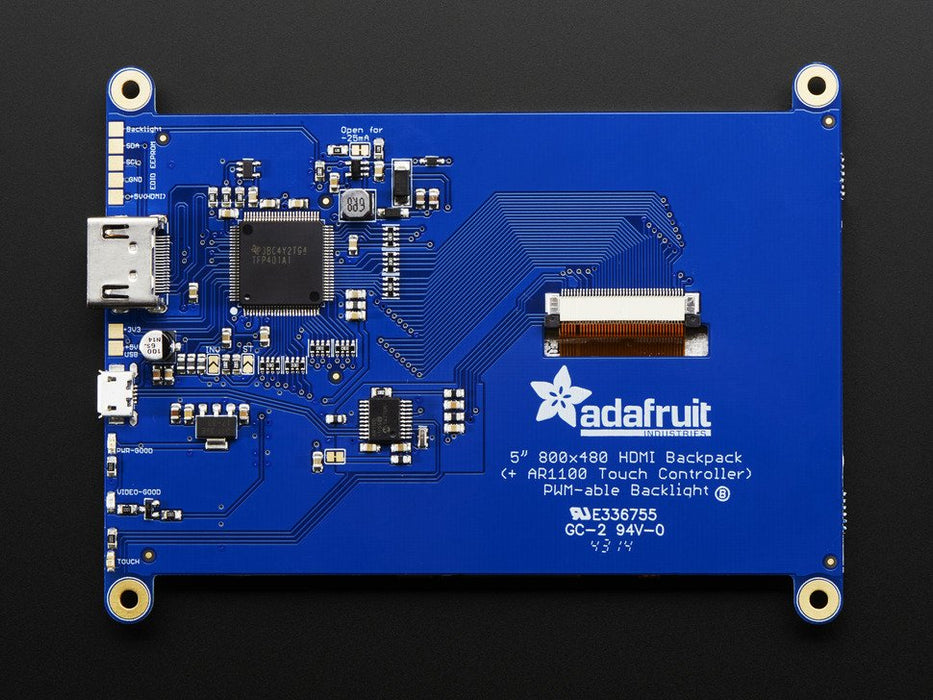Adafruit 5" HDMI Backpack with Touch Back